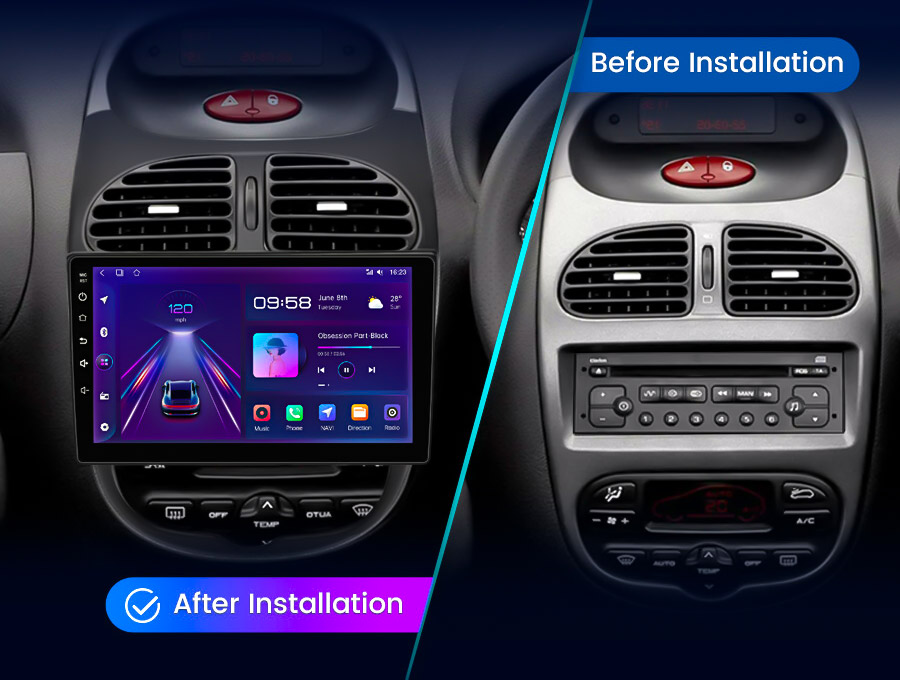 نصب مانیتور پژو 206